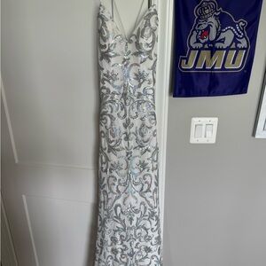 Camilla Silver and White Embellished Prom Dress